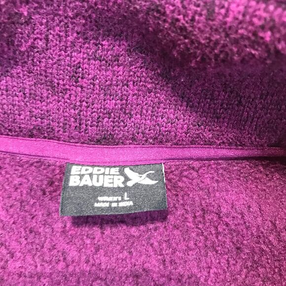 Eddie Bauer 1/4 Snap Fleece Pullover Women's Heathered Fuchsia Pockets Large - Picture 2 of 7